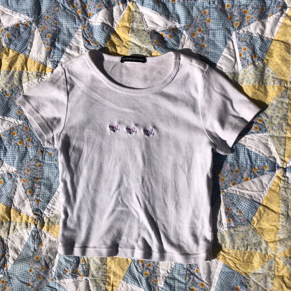 Brandy Melville embroidered butterfly shirt
